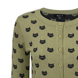 Round Neck Cat Patterned Cardigan Sweater king-general-store-5710.myshopify.com