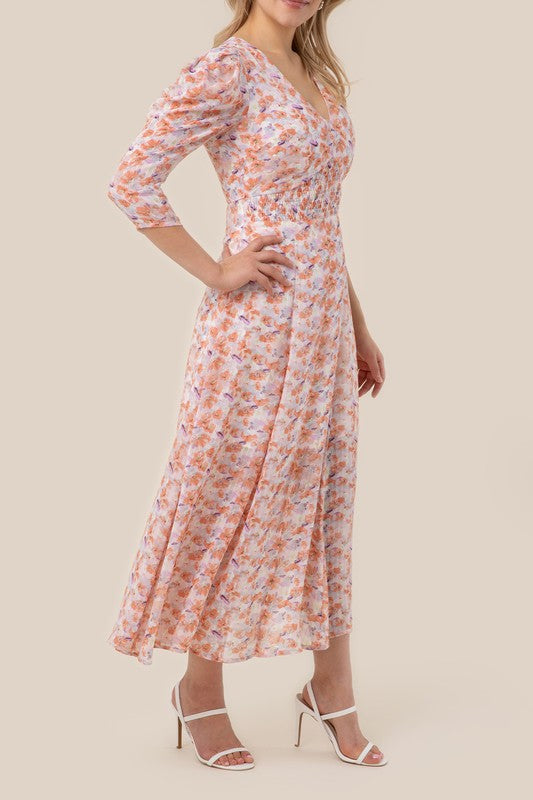 Pink Floral V-Neck Maxi Dress king-general-store-5710.myshopify.com