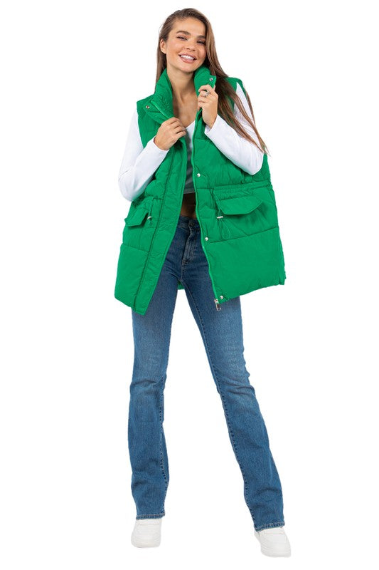 Green Puffer Vest Jacket king-general-store-5710.myshopify.com