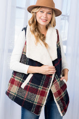 Oversized Warm Plaid Vest