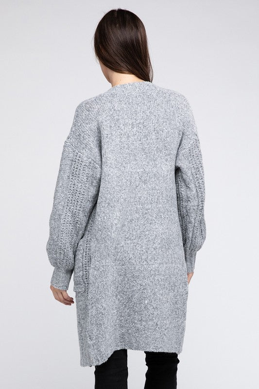 Twist Knitted Open Front Cardigan With Pockets king-general-store-5710.myshopify.com