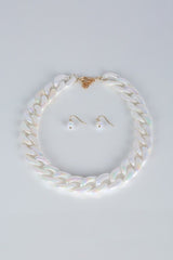 Statement White Chain Necklace and Earring Set king-general-store-5710.myshopify.com