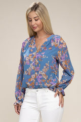 Floral Long Sleeve Chiffon Blouse