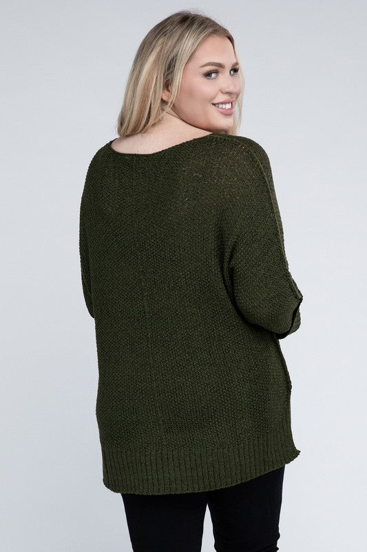 Plus Size Crew Neck Knit Sweater king-general-store-5710.myshopify.com