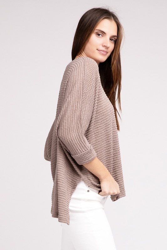 V-Neck Hi-Low Hem Jacquard Sweater king-general-store-5710.myshopify.com