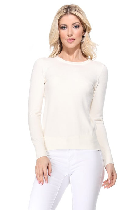 Crew Neck Long Sleeve Light Basic Casual Knit Top king-general-store-5710.myshopify.com