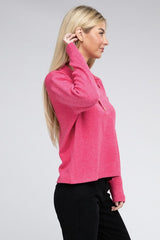 Brushed Melange Hacci Collared Sweater king-general-store-5710.myshopify.com