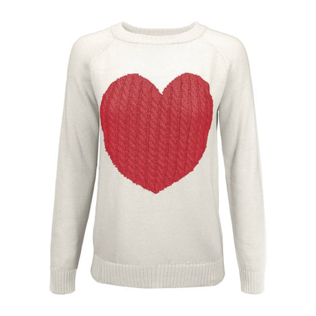 Love Heart Jacquard Round Neck Pullover Sweater king-general-store-5710.myshopify.com