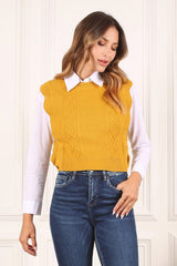 Ruffle Round Neck Sweater Vest