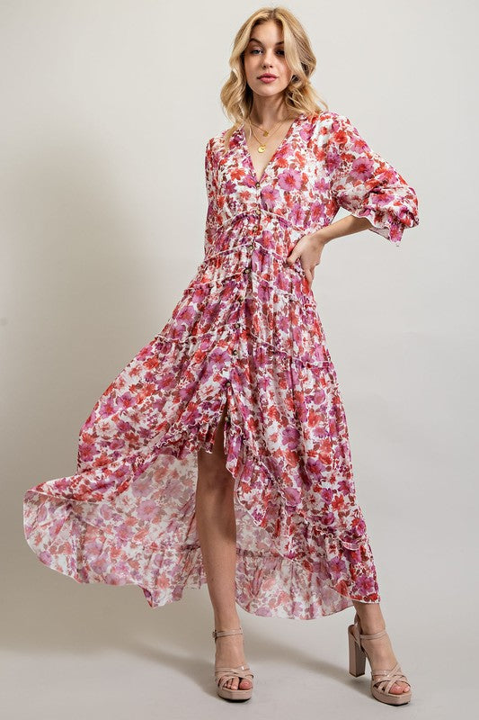 Bohemian Floral High And Low Maxi Dress