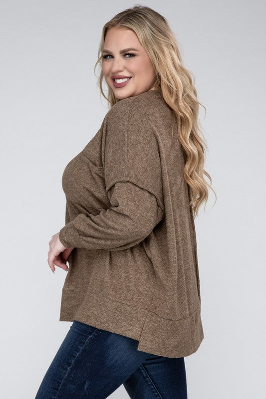 Plus Brushed Melange Drop Shoulder Sweater king-general-store-5710.myshopify.com