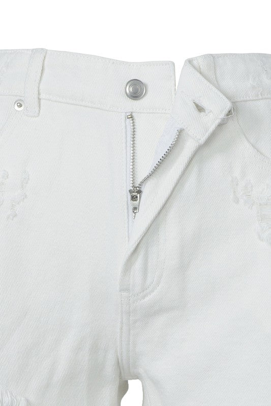 White Distressed Denim Shorts king-general-store-5710.myshopify.com