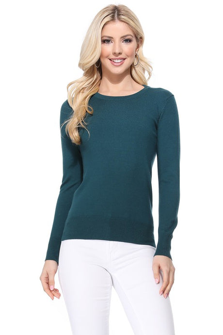 Crew Neck Long Sleeve Light Basic Casual Knit Top king-general-store-5710.myshopify.com