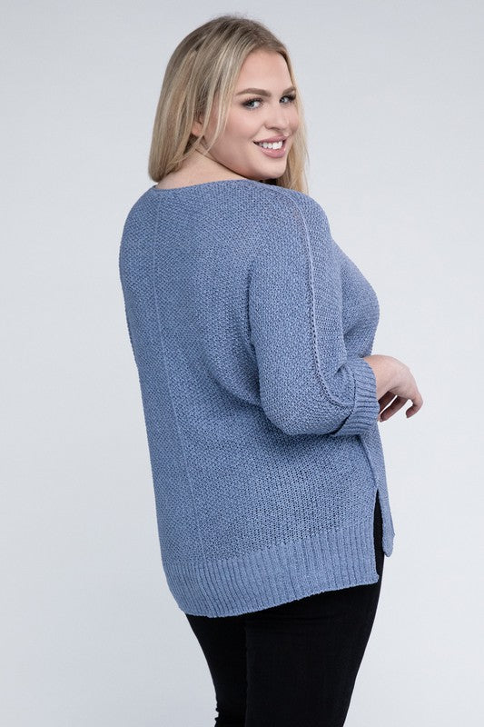 Plus Size Crew Neck Knit Sweater king-general-store-5710.myshopify.com