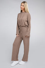 Hooded Textured Top and Pants Set