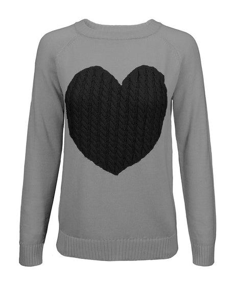 Love Heart Jacquard Round Neck Pullover Sweater king-general-store-5710.myshopify.com