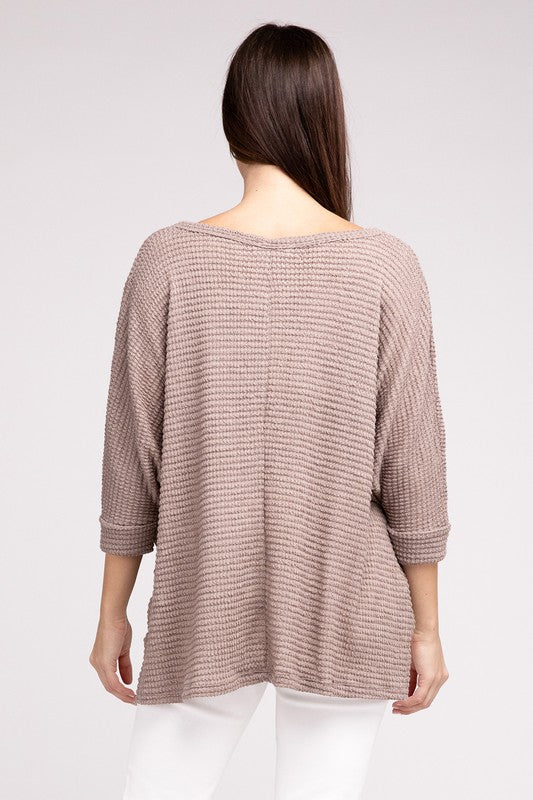 V-Neck Hi-Low Hem Jacquard Sweater king-general-store-5710.myshopify.com