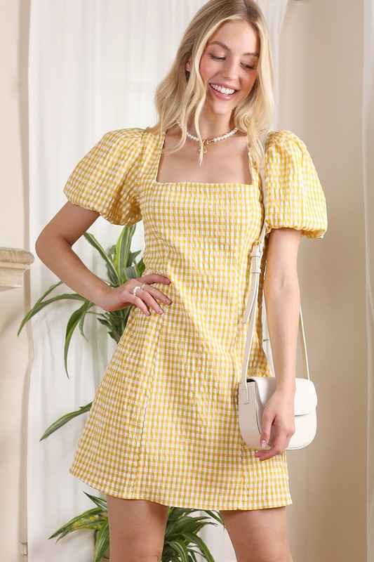 Yellow Gingham Back Strap Dress king-general-store-5710.myshopify.com