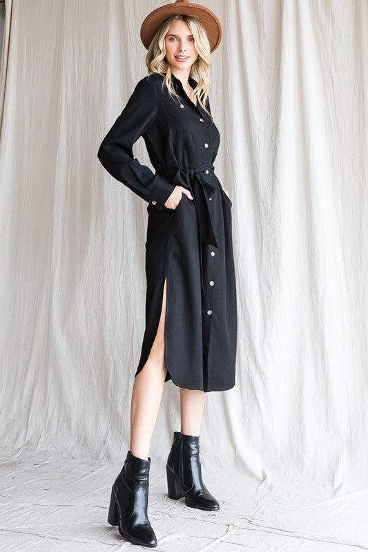 PLUS Button Down Long Shirt Midi Dress king-general-store-5710.myshopify.com