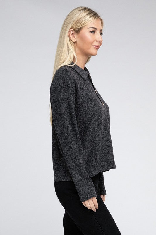 Brushed Melange Hacci Collared Sweater king-general-store-5710.myshopify.com