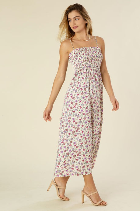 Purple Floral Smocked Cami Maxi Dress king-general-store-5710.myshopify.com