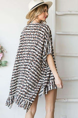 Animal Print Hi-Lo Ruffle Kimono