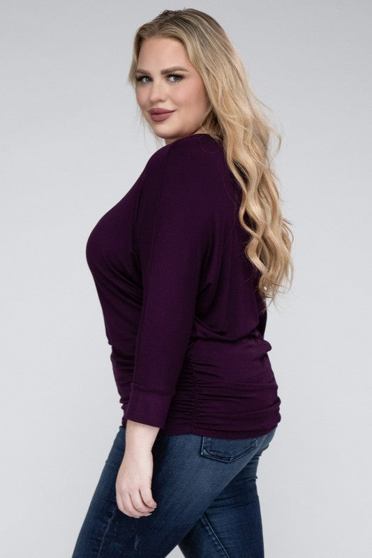 Plus Luxe Rayon Boat Neck 3/4 Sleeve Top king-general-store-5710.myshopify.com