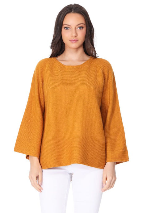 Boat Neck Bell Sleeve High Low Pullover Sweater king-general-store-5710.myshopify.com