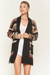 Multicolor Striped Cardigan king-general-store-5710.myshopify.com