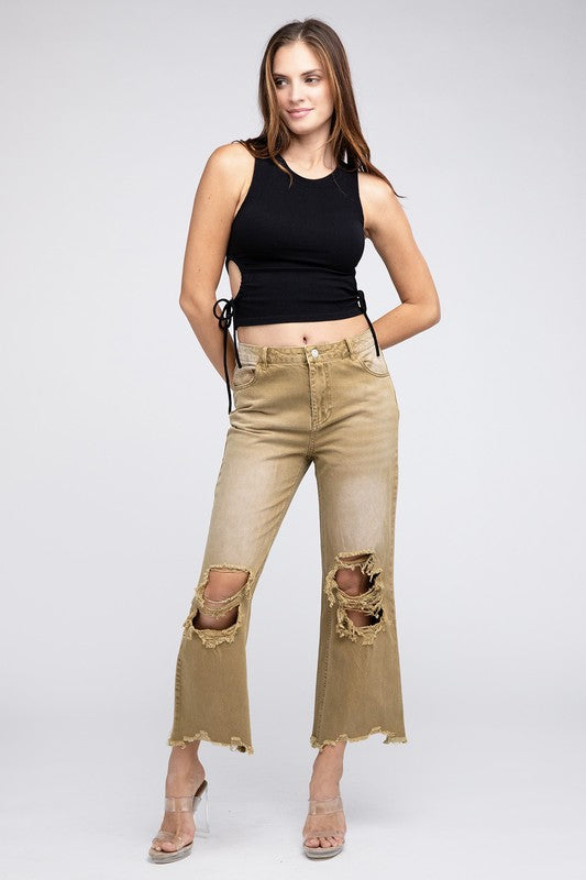 Distressed Vintage Washed Wide Leg Pants king-general-store-5710.myshopify.com