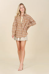 Autumn Beige Long Sleeve Plaid Shirt