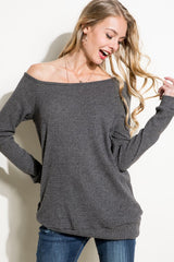 WAFFLE SOLID ONE SHOULDER TOP