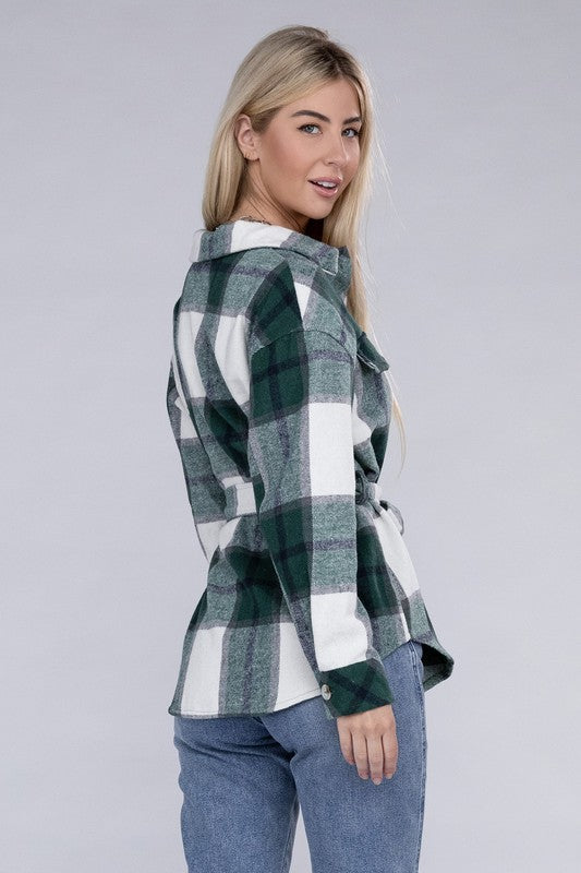 Plaid Belted Shacket king-general-store-5710.myshopify.com