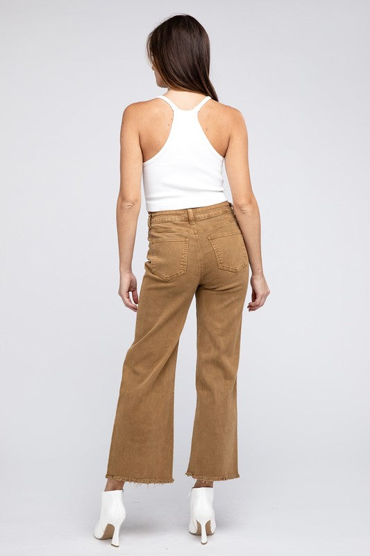 Acid Wash Frayed Cutoff Hem Straight Wide Pants king-general-store-5710.myshopify.com