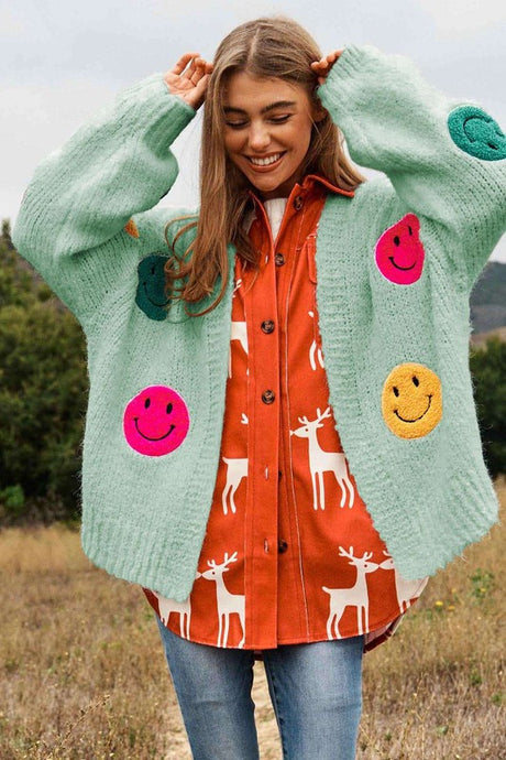 The Fuzzy Smile Long Bell Sleeve Knit Cardigan king-general-store-5710.myshopify.com