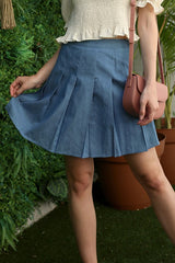 High Waisted Blue Tennis Skirt