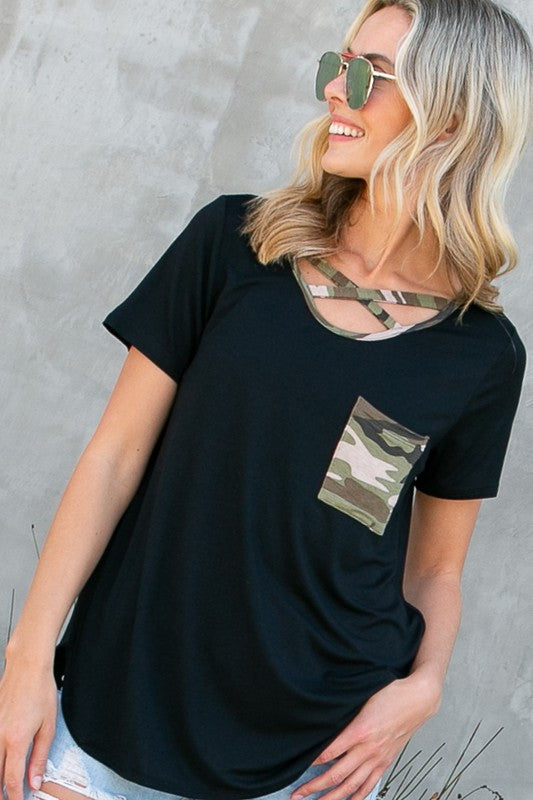 CAMOUFLAGE PRINT BASIC TOP