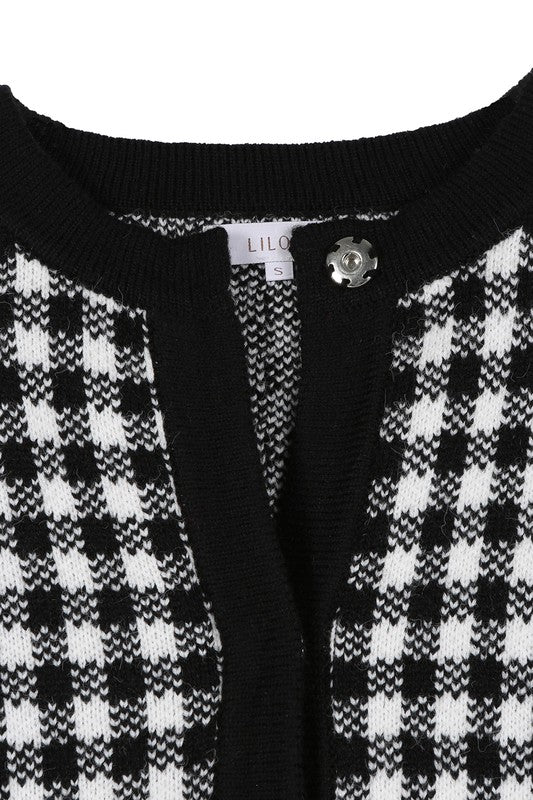 Black Check Knitted Jacket king-general-store-5710.myshopify.com