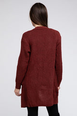 Twist Knitted Open Front Cardigan With Pockets king-general-store-5710.myshopify.com