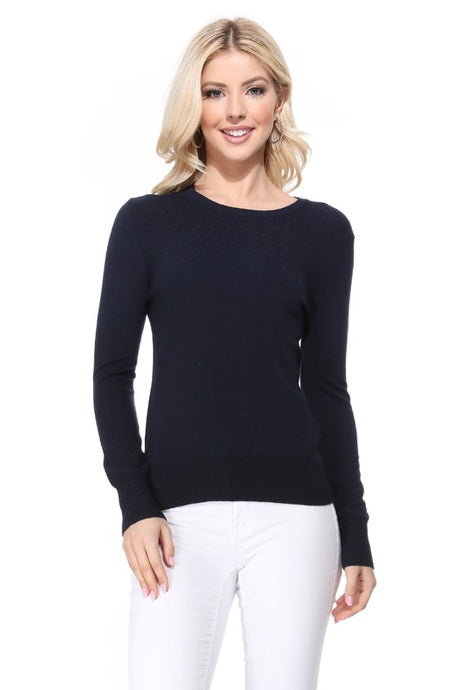 Crew Neck Long Sleeve Light Basic Casual Knit Top king-general-store-5710.myshopify.com