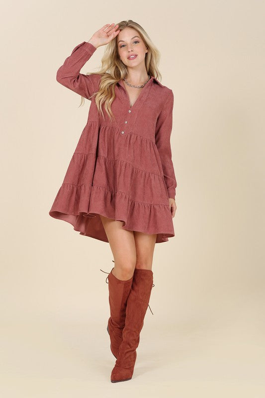 Corduroy Tiered Mini Dress king-general-store-5710.myshopify.com