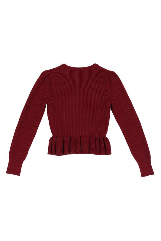 Peplum Round Neck Sweater Top