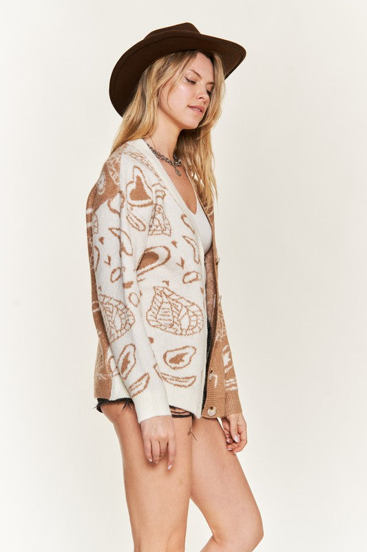 Heart Paisley and Color Block Cardigan king-general-store-5710.myshopify.com