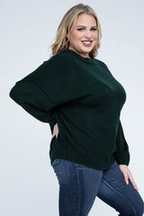 Plus Oversized Round Neck Raw Seam Melange Sweater king-general-store-5710.myshopify.com