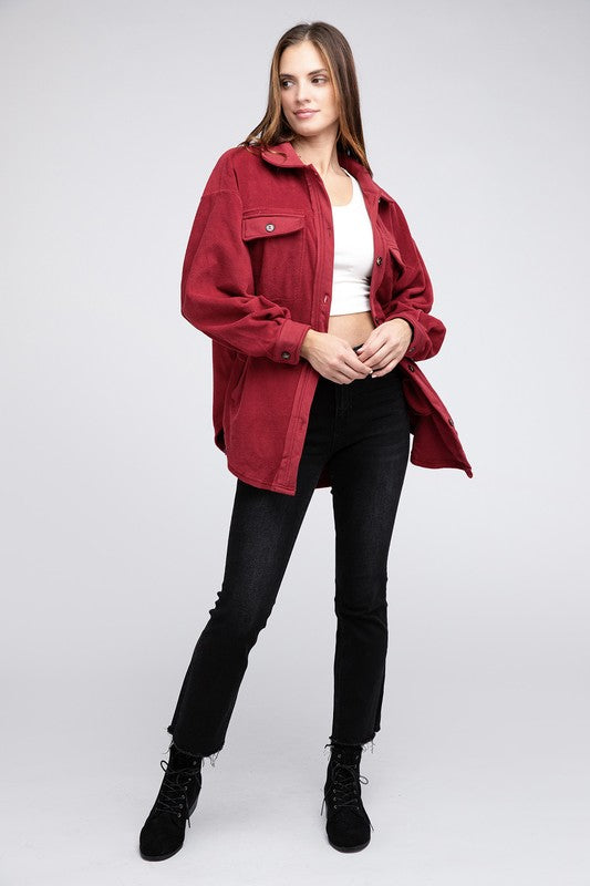 Fleece Buttoned Down Oversized Jacket king-general-store-5710.myshopify.com