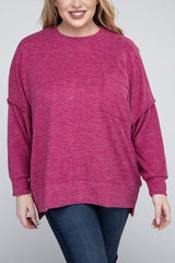 Plus Brushed Melange Drop Shoulder Sweater king-general-store-5710.myshopify.com