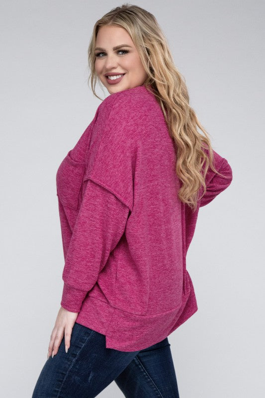 Plus Brushed Melange Drop Shoulder Sweater king-general-store-5710.myshopify.com