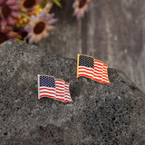 US Flag 2 Piece Drip Oil Brooch