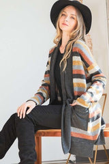 Plus Multi Color Stripe Cardigan