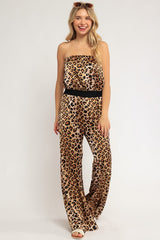 Stretchy Cheetah Print Wide Leg Jumpsuit